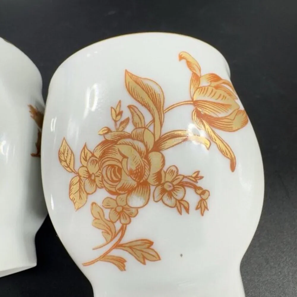 Limoges France Fontainille Marraud Floral Gold Red Porcelain Cup Mug Vintage Set